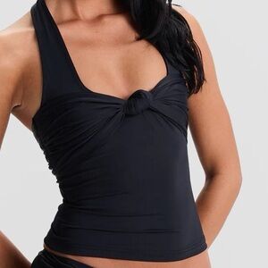 Sasha Therese The Blair Halter Crop Top Tank in Black, Women’s size XS